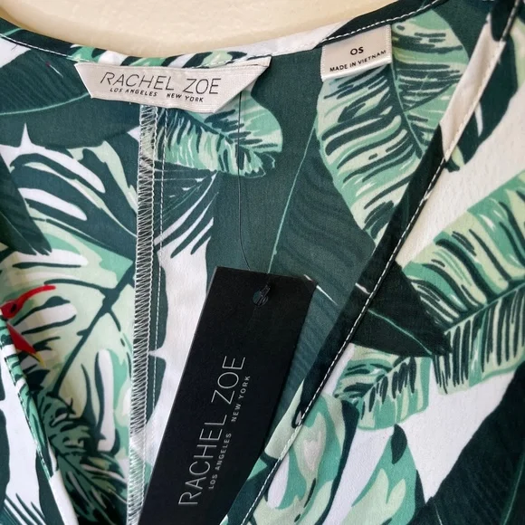 Rachel Zoe NWT Tropical Banana Leaf Pattern Open Front Semi Sheer Duster Kimono - Picture 13 of 16